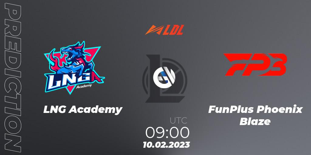 Prognose für das Spiel LNG Academy VS FunPlus Phoenix Blaze. 10.02.23. LoL - LDL 2023 - Swiss Stage