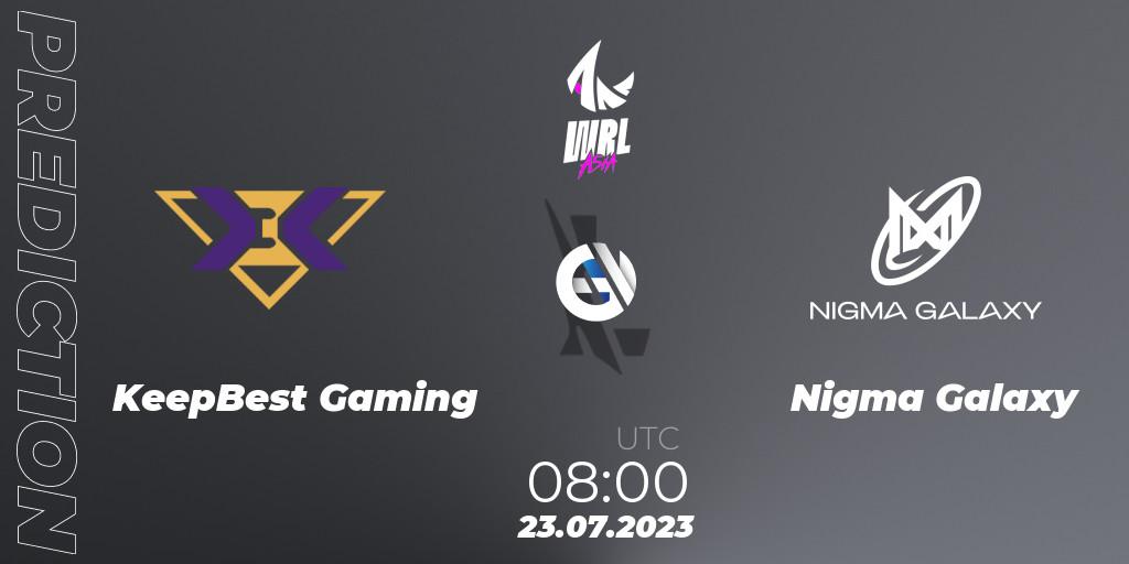 Prognose für das Spiel KeepBest Gaming VS Nigma Galaxy. 23.07.2023 at 08:00. Wild Rift - WRL Asia 2023 - Season 1 - Finals
