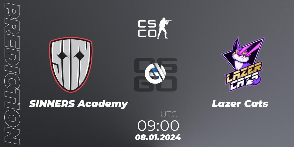 Prognose für das Spiel SINNERS Academy VS Lazer Cats. 08.01.2024 at 09:00. Counter-Strike (CS2) - European Pro League Season 14: Division 2