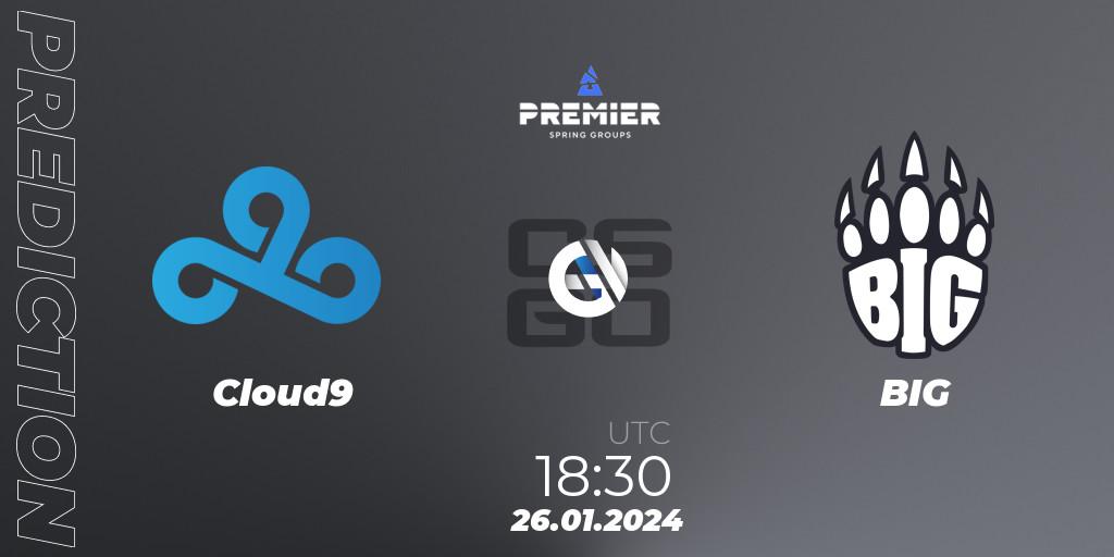 Prognose für das Spiel Cloud9 VS BIG. 26.01.24. CS2 (CS:GO) - BLAST Premier: Spring Groups 2024