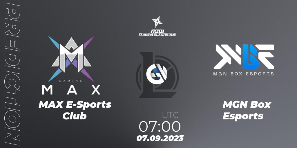 Prognose für das Spiel MAX E-Sports Club VS MGN Box Esports. 07.09.23. LoL - Asia Star Challengers Invitational 2023