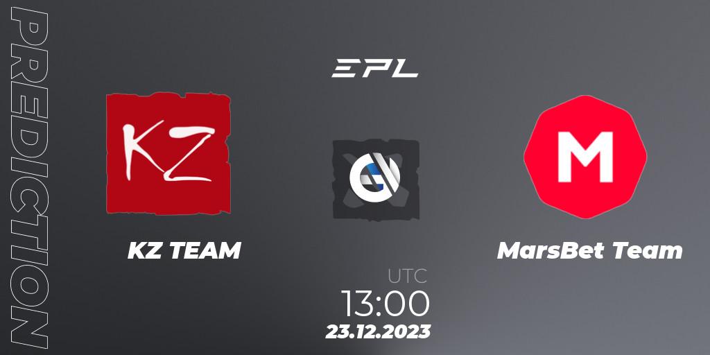 Prognose für das Spiel KZ TEAM VS MarsBet Team. 23.12.2023 at 13:11. Dota 2 - European Pro League Season 15
