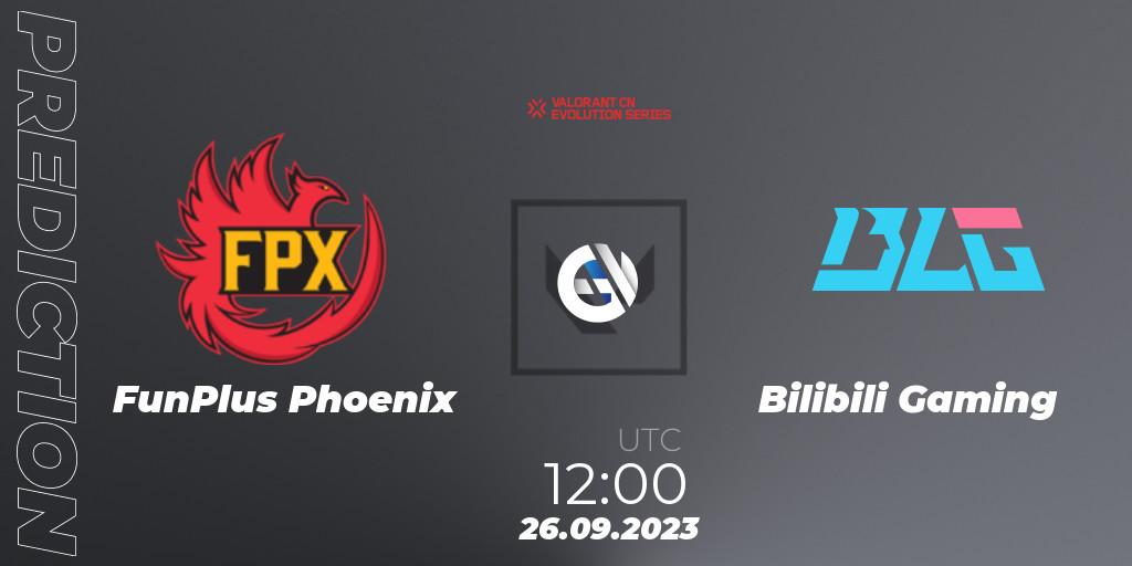 Prognose für das Spiel FunPlus Phoenix VS Bilibili Gaming. 26.09.2023 at 12:00. VALORANT - VALORANT China Evolution Series Act 1: Variation