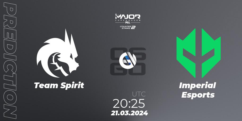 Prognose für das Spiel Team Spirit VS Imperial Esports. 21.03.24. CS2 (CS:GO) - PGL CS2 Major Copenhagen 2024