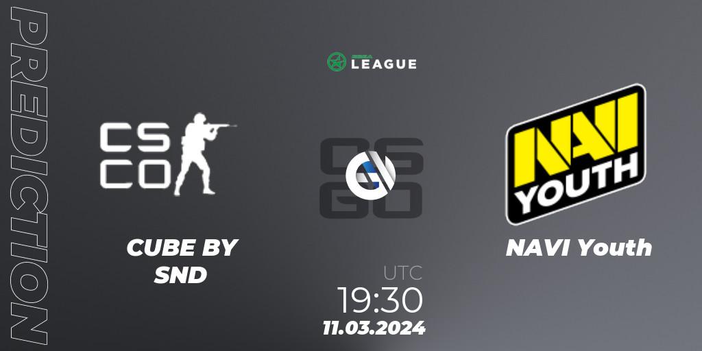 Prognose für das Spiel CUBE BY SND VS NAVI Youth. 12.03.2024 at 18:00. Counter-Strike (CS2) - ESEA Season 48: Main Division - Europe