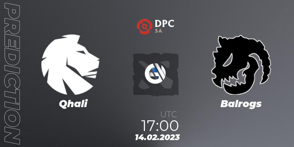 Prognose für das Spiel Qhali VS Balrogs. 14.02.23. Dota 2 - DPC 2022/2023 Winter Tour 1: SA Division II (Lower)