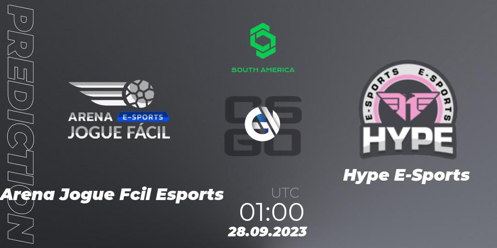 Prognose für das Spiel Arena Jogue Fácil Esports VS Hype E-Sports. 28.09.23. CS2 (CS:GO) - CCT South America Series #12: Closed Qualifier