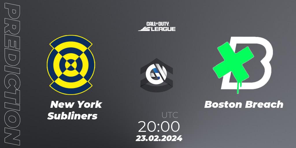 Prognose für das Spiel New York Subliners VS Boston Breach. 23.02.2024 at 20:00. Call of Duty - Call of Duty League 2024: Stage 2 Major Qualifiers