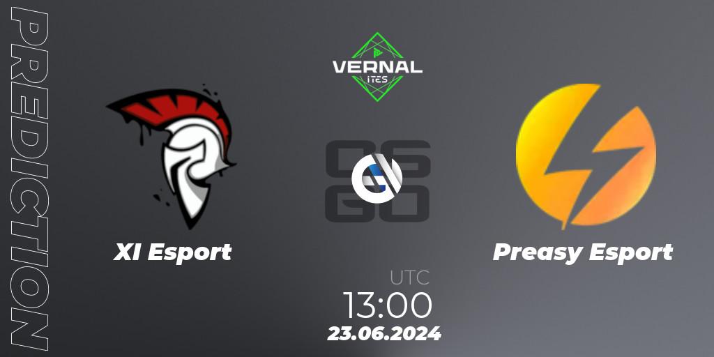 Prognose für das Spiel XI Esport VS Preasy Esport. 23.06.2024 at 14:00. Counter-Strike (CS2) - ITES Vernal