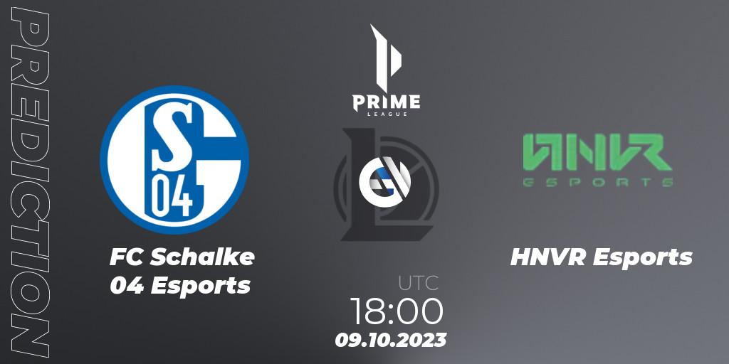 Prognose für das Spiel FC Schalke 04 Esports VS HNVR Esports. 09.10.2023 at 18:00. LoL - Prime League Pokal 2023