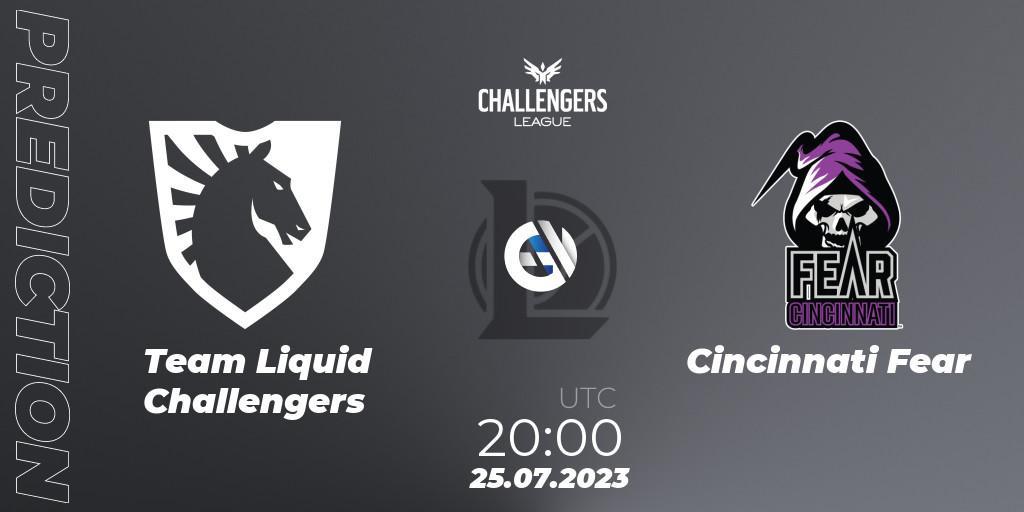 Prognose für das Spiel Team Liquid Challengers VS Cincinnati Fear. 25.07.2023 at 20:00. LoL - North American Challengers League 2023 Summer - Playoffs