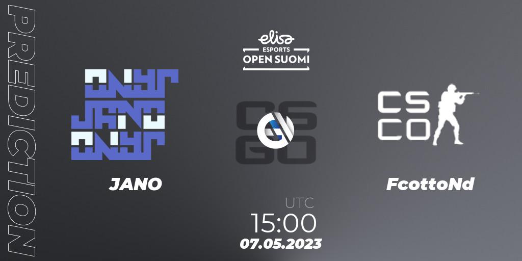 Prognose für das Spiel JANO VS FcottoNd. 07.05.2023 at 15:00. Counter-Strike (CS2) - Elisa Open Suomi Season 5