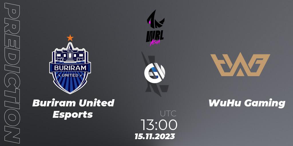 Prognose für das Spiel Buriram United Esports VS WuHu Gaming. 15.11.23. Wild Rift - WRL Asia 2023 - Season 2 - Regular Season