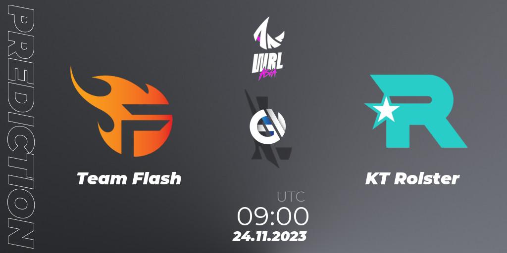 Prognose für das Spiel Team Flash VS KT Rolster. 24.11.2023 at 09:00. Wild Rift - WRL Asia 2023 - Season 2 - Regular Season