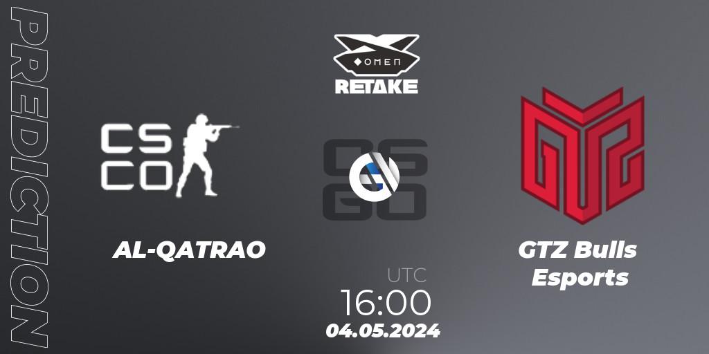 Prognose für das Spiel AL-QATRAO VS GTZ Bulls Esports. 04.05.2024 at 16:00. Counter-Strike (CS2) - Circuito Retake Season 8: Take #1