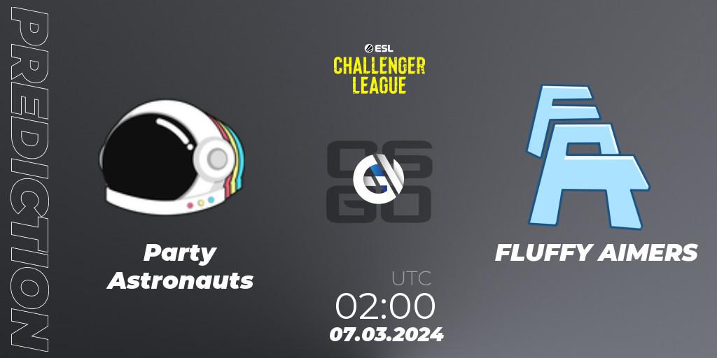 Prognose für das Spiel Party Astronauts VS FLUFFY AIMERS. 07.03.24. CS2 (CS:GO) - ESL Challenger League Season 47: North America