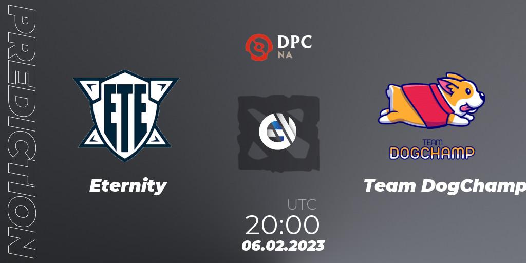 Prognose für das Spiel Eternity VS Team DogChamp. 07.02.23. Dota 2 - DPC 2022/2023 Winter Tour 1: NA Division II (Lower)
