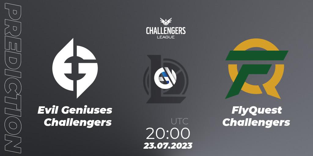 Prognose für das Spiel Evil Geniuses Challengers VS FlyQuest Challengers. 23.07.23. LoL - North American Challengers League 2023 Summer - Playoffs