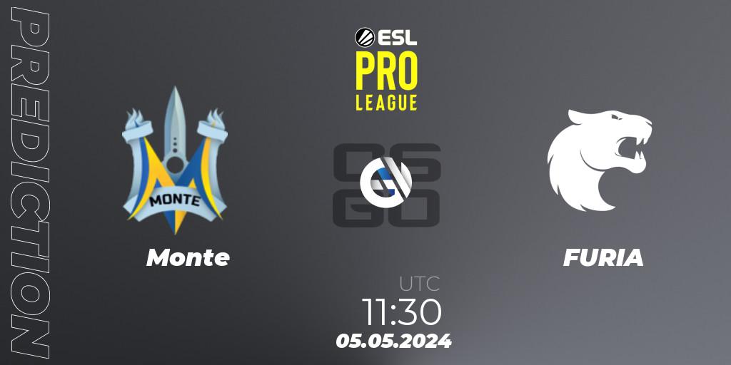 Prognose für das Spiel Monte VS FURIA. 05.05.24. CS2 (CS:GO) - ESL Pro League Season 19