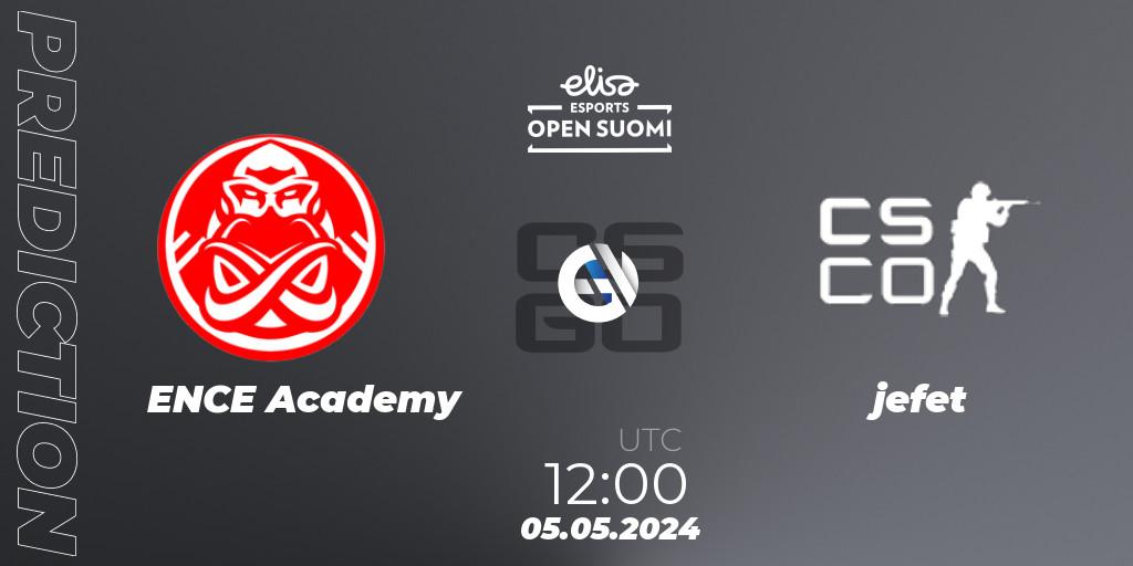 Prognose für das Spiel ENCE Academy VS jefet. 05.05.2024 at 12:00. Counter-Strike (CS2) - Elisa Open Suomi Season 6