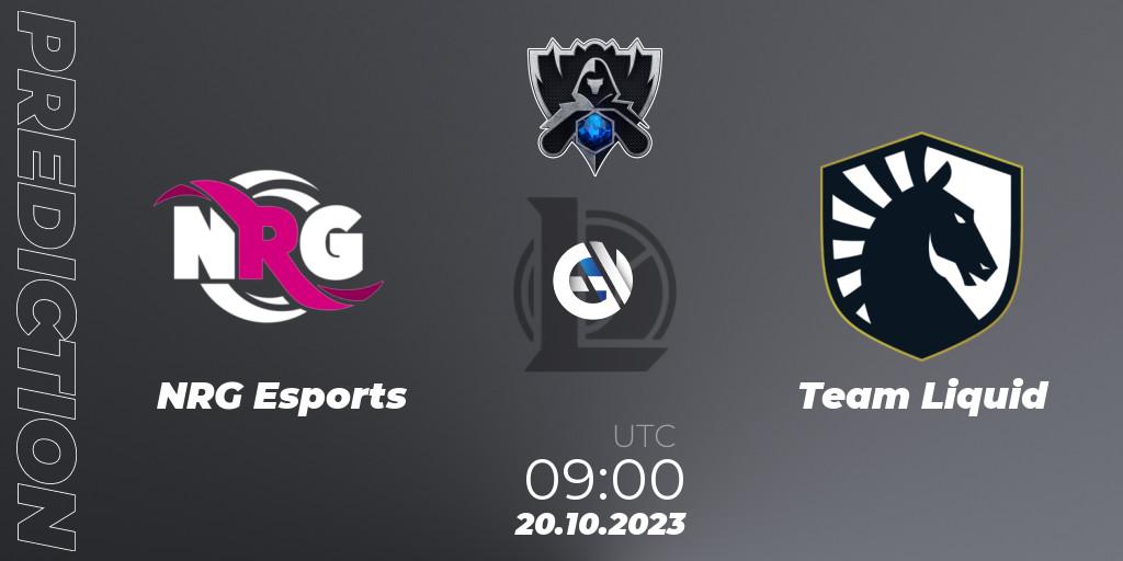 Prognose für das Spiel NRG Esports VS Team Liquid. 20.10.2023 at 05:00. LoL - Worlds 2023 LoL - Group Stage
