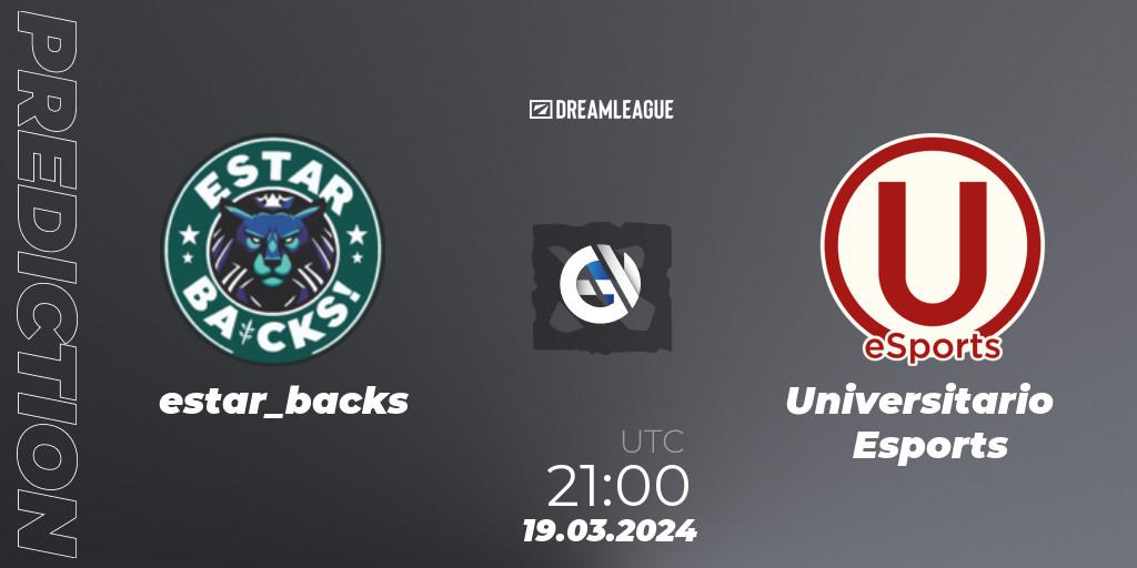 Prognose für das Spiel estar_backs VS Universitario Esports. 19.03.24. Dota 2 - DreamLeague Season 23: South America Open Qualifier #2