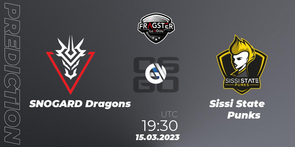 Prognose für das Spiel SNOGARD Dragons VS Sissi State Punks. 15.03.2023 at 19:30. Counter-Strike (CS2) - Fragster League Season 4