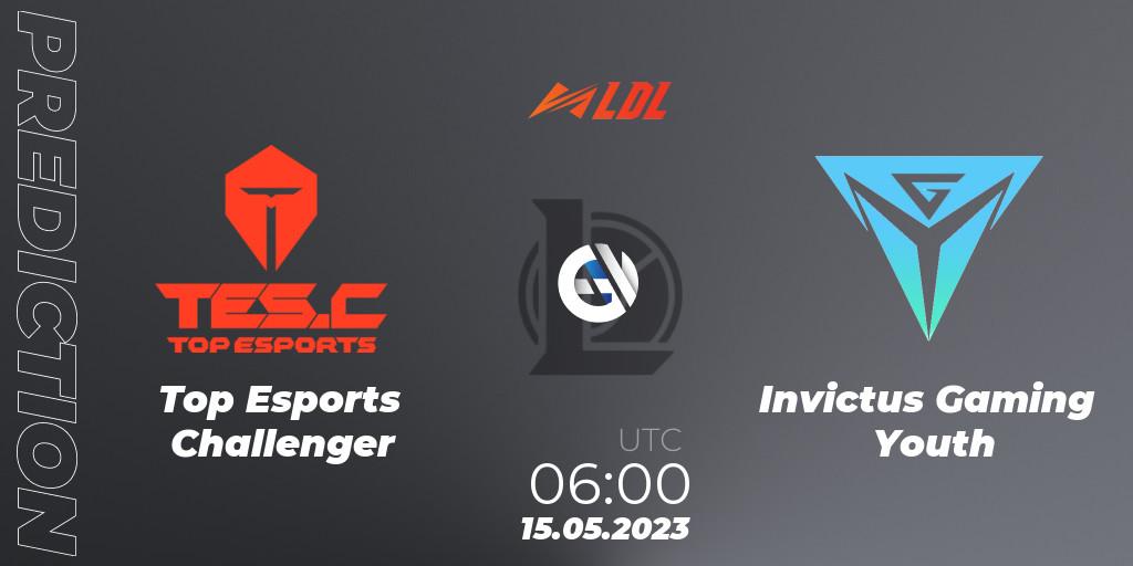 Prognose für das Spiel Top Esports Challenger VS Invictus Gaming Youth. 15.05.2023 at 06:00. LoL - LDL 2023 - Regular Season - Stage 2