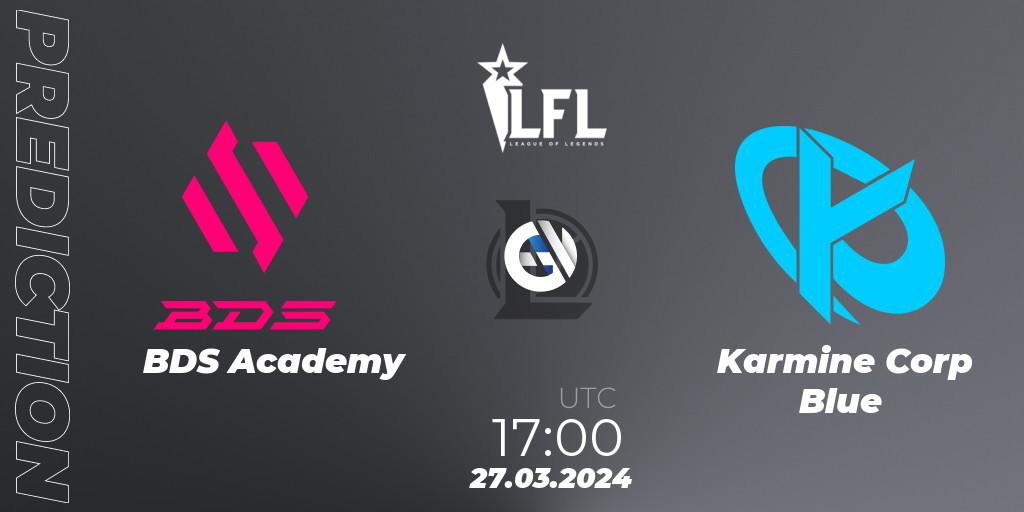 Prognose für das Spiel BDS Academy VS Karmine Corp Blue. 27.03.24. LoL - LFL Spring 2024