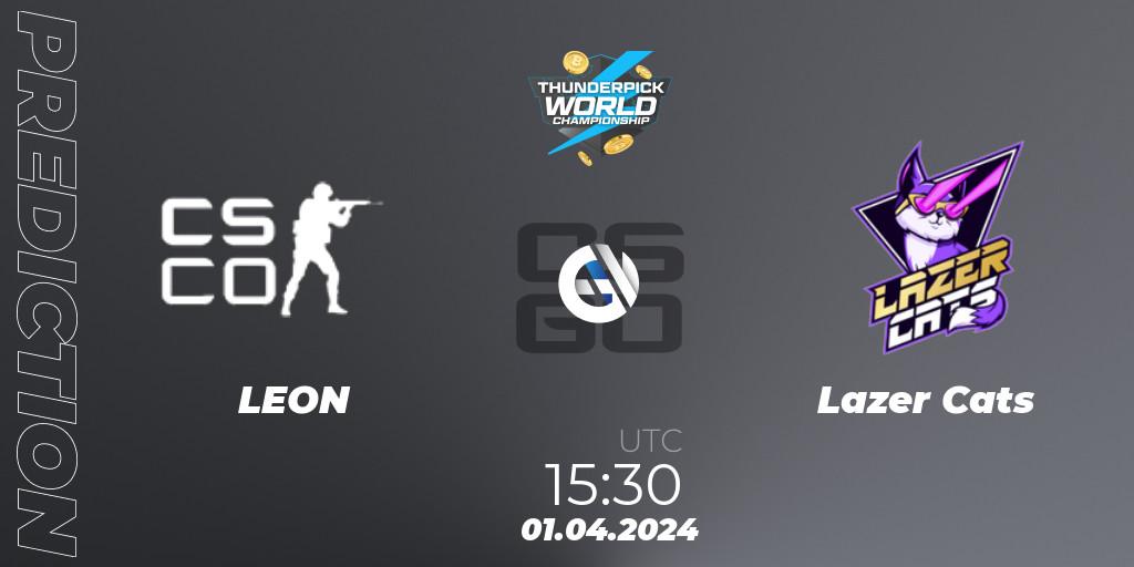 Prognose für das Spiel LEON VS Lazer Cats. 01.04.24. CS2 (CS:GO) - Thunderpick World Championship 2024 Finals