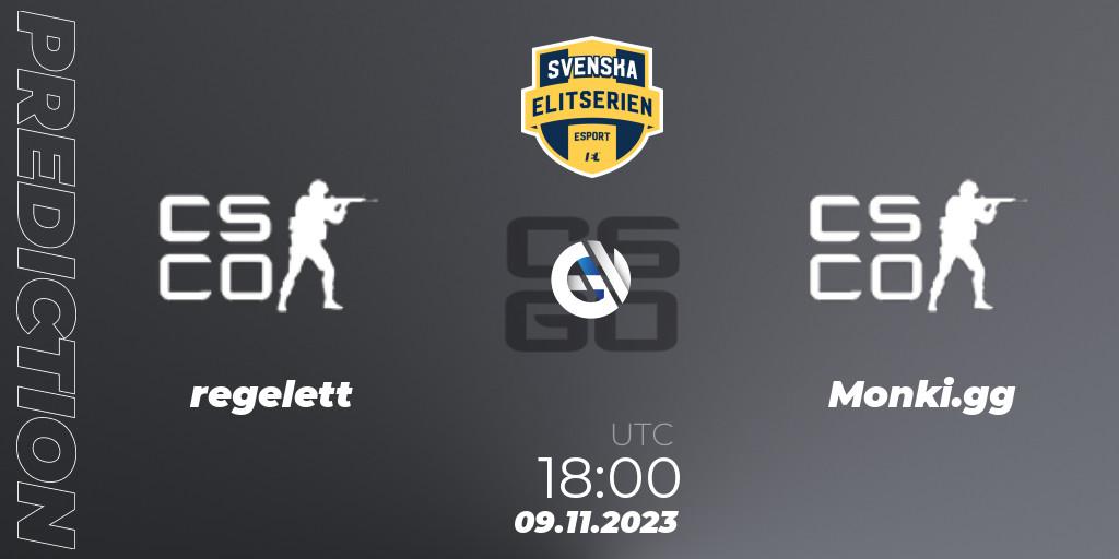 Prognose für das Spiel regelett VS Monki.gg. 09.11.2023 at 18:00. Counter-Strike (CS2) - Svenska Elitserien Fall 2023: Online Stage