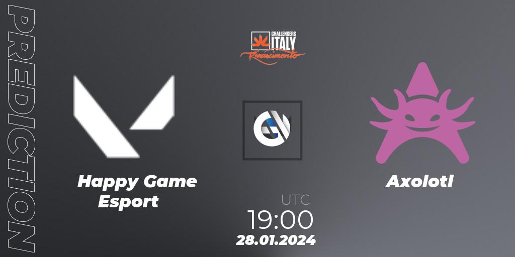 Prognose für das Spiel Happy Game Esport VS Axolotl. 28.01.2024 at 19:00. VALORANT - VALORANT Challengers 2024 Italy: Rinascimento Split 1