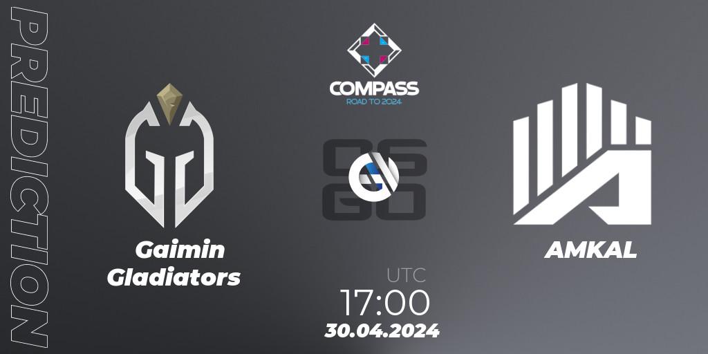 Prognose für das Spiel Gaimin Gladiators VS AMKAL. 30.04.2024 at 17:10. Counter-Strike (CS2) - YaLLa Compass Spring 2024