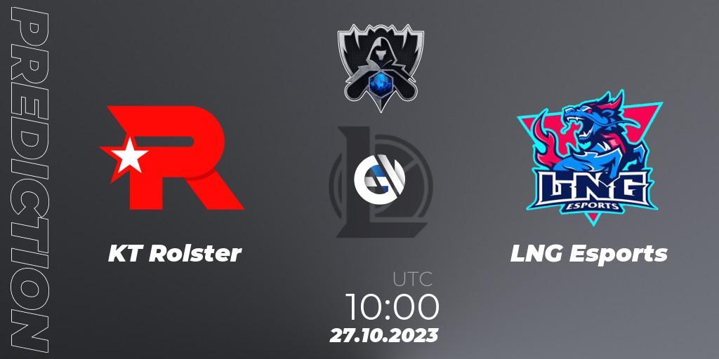 Prognose für das Spiel KT Rolster VS LNG Esports. 27.10.23. LoL - Worlds 2023 LoL - Group Stage