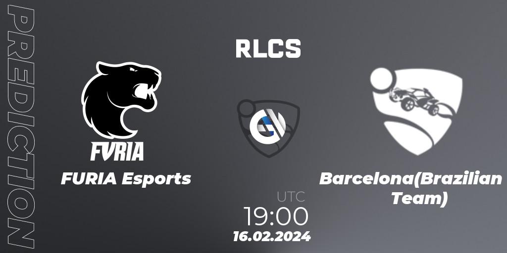 Prognose für das Spiel FURIA Esports VS Barcelona(Brazilian Team). 16.02.2024 at 19:00. Rocket League - RLCS 2024 - Major 1: SAM Open Qualifier 2