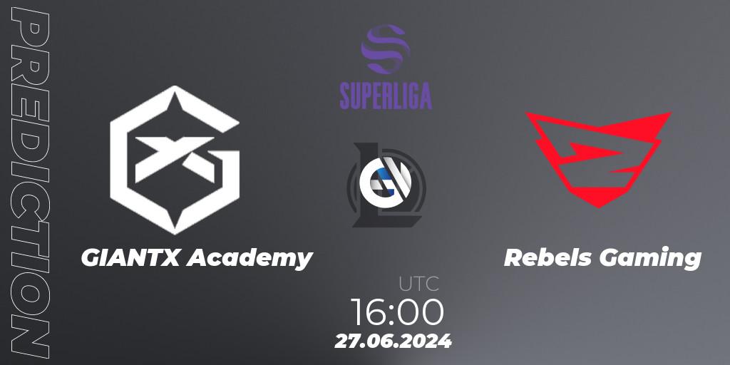 Prognose für das Spiel GIANTX Academy VS Rebels Gaming. 27.06.2024 at 16:00. LoL - LVP Superliga Summer 2024