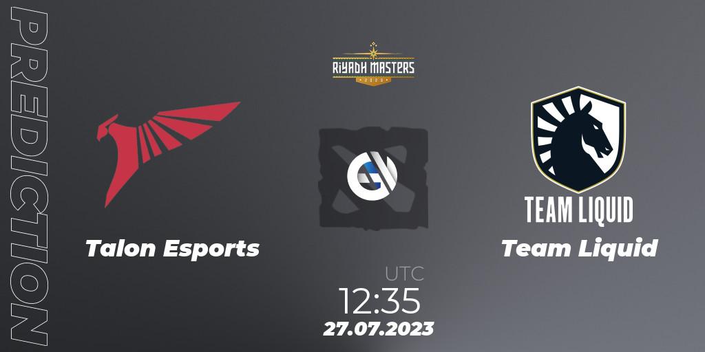 Prognose für das Spiel Talon Esports VS Team Liquid. 27.07.23. Dota 2 - Riyadh Masters 2023