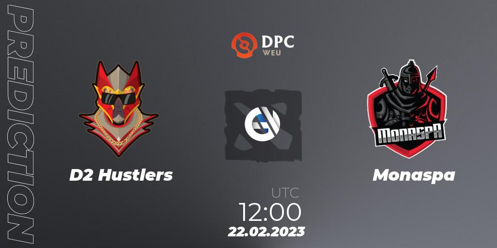 Prognose für das Spiel D2 Hustlers VS Monaspa. 22.02.23. Dota 2 - DPC 2022/2023 Winter Tour 1: WEU Division II (Lower)