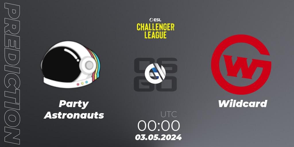 Prognose für das Spiel Party Astronauts VS Wildcard. 03.05.24. CS2 (CS:GO) - ESL Challenger League Season 47: North America