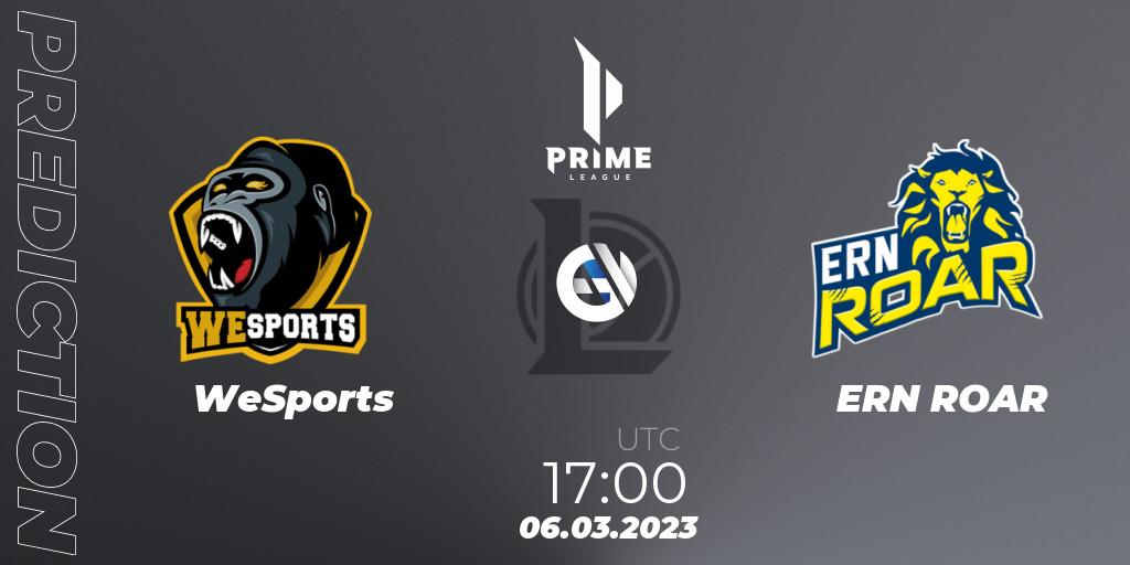 Prognose für das Spiel WeSports VS ERN ROAR. 06.03.23. LoL - Prime League 2nd Division Spring 2023 - Playoffs