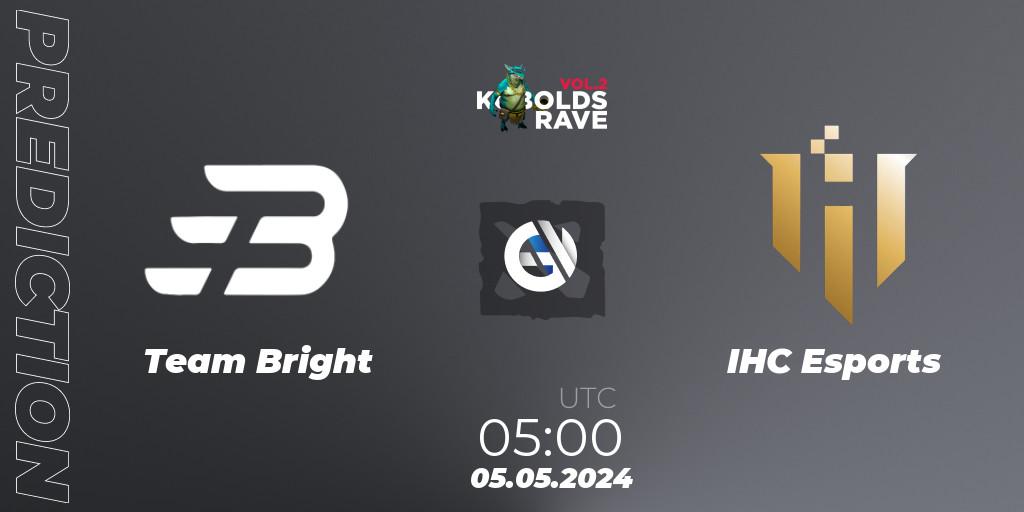 Prognose für das Spiel Team Bright VS IHC Esports. 05.05.2024 at 05:20. Dota 2 - Cringe Station Kobolds Rave 2