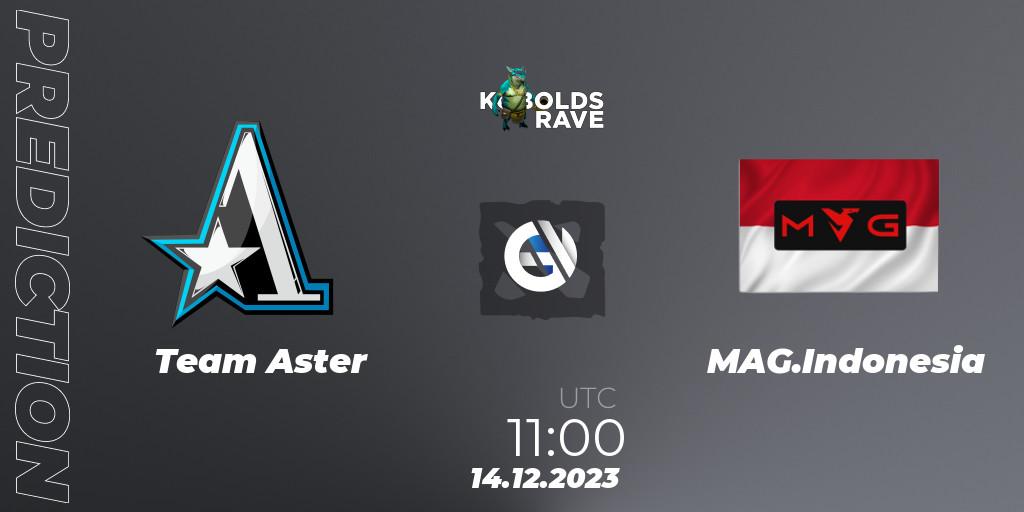 Prognose für das Spiel Team Aster VS MAG.Indonesia. 14.12.2023 at 11:06. Dota 2 - Kobolds Rave