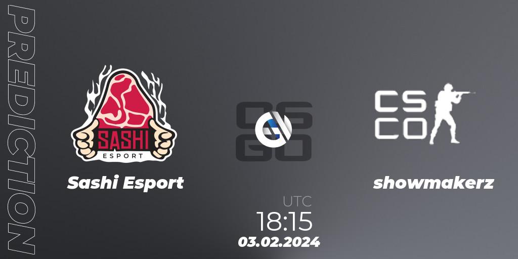 Prognose für das Spiel Sashi Esport VS showmakerz. 03.02.2024 at 18:15. Counter-Strike (CS2) - Pelaajat Series Spring 2024 Nordics Open Qualifier 2