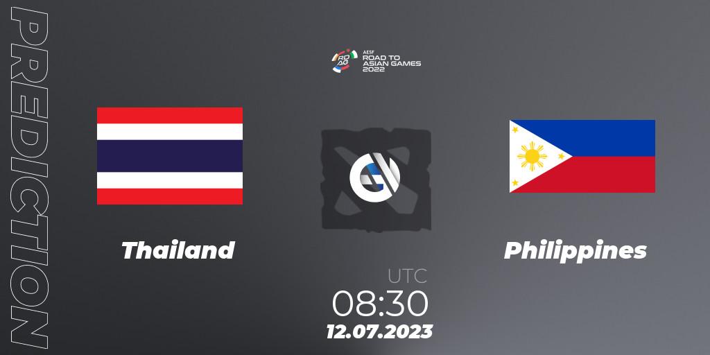Prognose für das Spiel Thailand VS Philippines. 12.07.23. Dota 2 - 2022 AESF Road to Asian Games - Southeast Asia