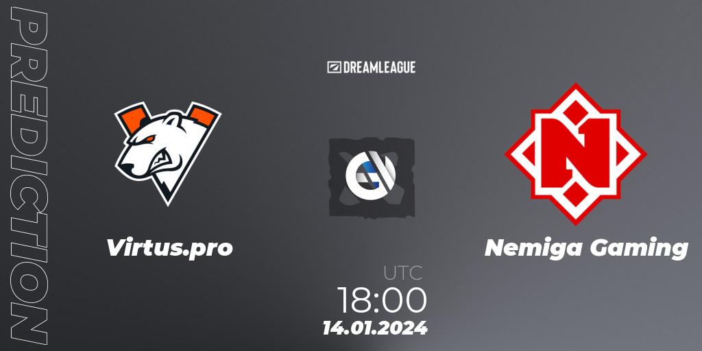 Prognose für das Spiel Virtus.pro VS Nemiga Gaming. 14.01.24. Dota 2 - DreamLeague Season 22: Eastern Europe Closed Qualifier