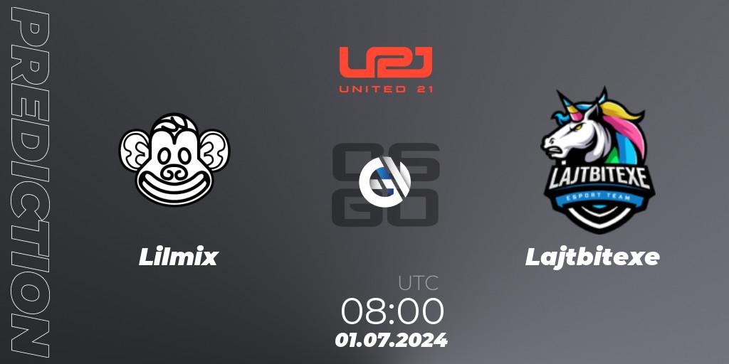 Prognose für das Spiel Lilmix VS Lajtbitexe. 01.07.2024 at 08:00. Counter-Strike (CS2) - United21 Season 17