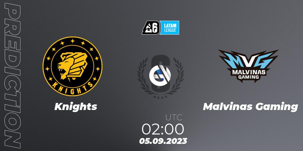 Prognose für das Spiel Knights VS Malvinas Gaming. 05.09.2023 at 02:00. Rainbow Six - LATAM League 2023 - Stage 2