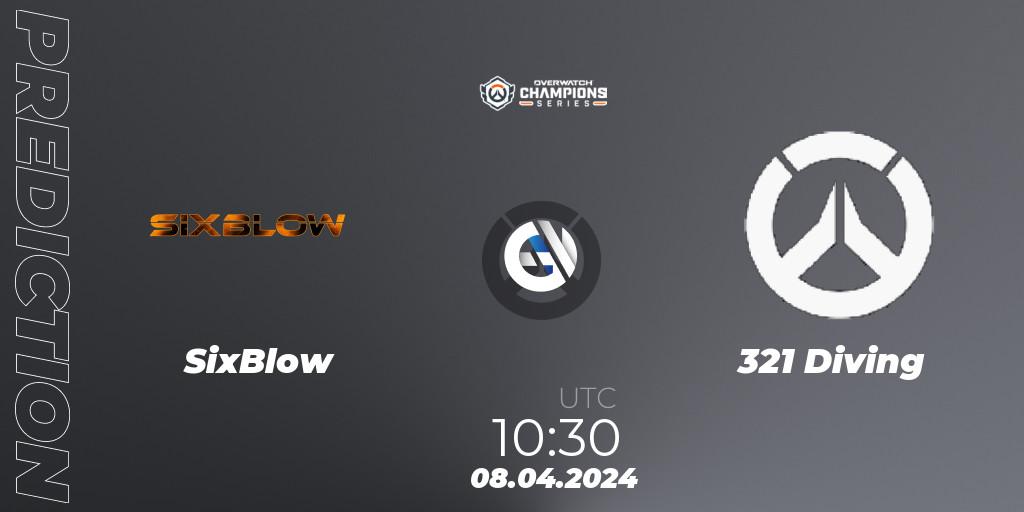 Prognose für das Spiel SixBlow VS 321 Diving. 08.04.2024 at 10:30. Overwatch - Overwatch Champions Series 2024 - Asia Stage 1 Wild Card