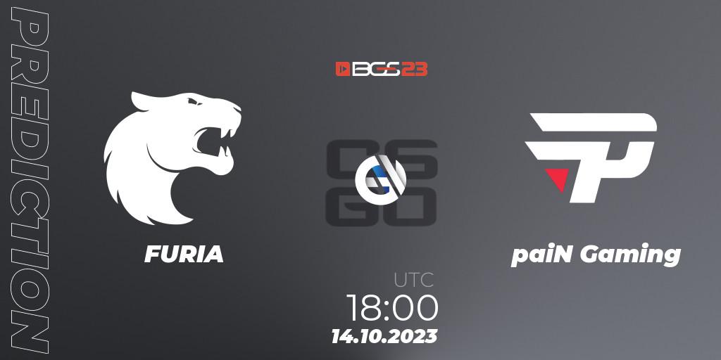 Prognose für das Spiel FURIA VS paiN Gaming. 14.10.2023 at 20:00. Counter-Strike (CS2) - BGS Esports 2023