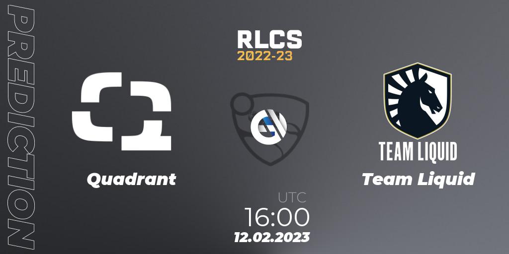 Prognose für das Spiel Quadrant VS Team Liquid. 12.02.23. Rocket League - RLCS 2022-23 - Winter: Europe Regional 2 - Winter Cup